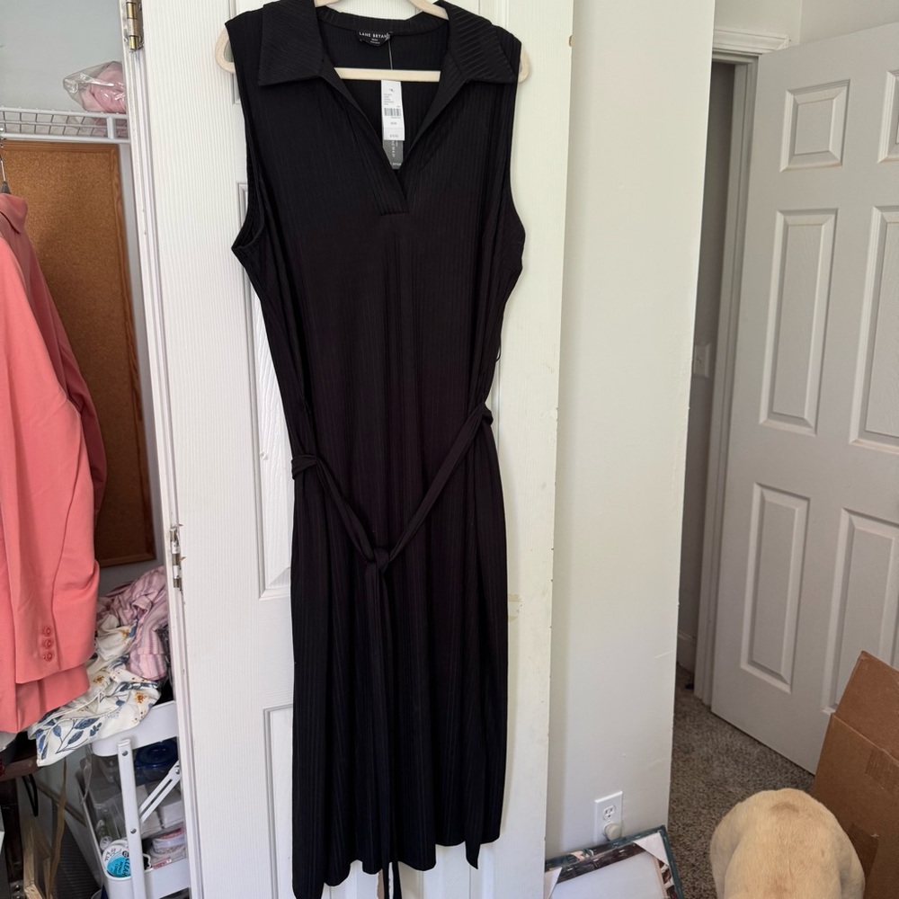 Lane Bryant Black Sleeveless Belted Midi Dress Never Worn